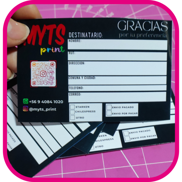 Destinatarios o stickers de envío adhesivos. (9x6cm)