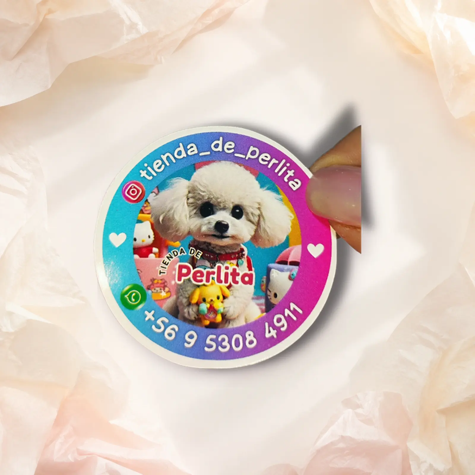 Stickers troquelados personalizados - packaging Maneki Chile - vista 2
